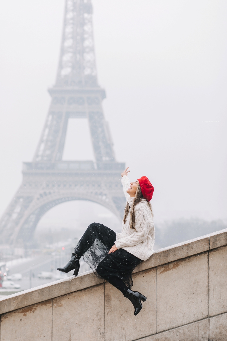 snowy paris photo shooting
