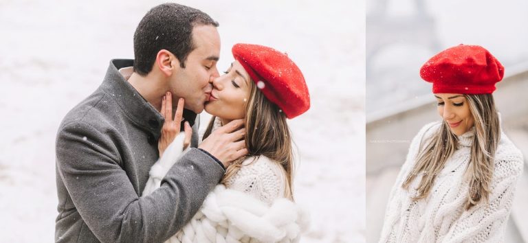 snowy paris photo shooting