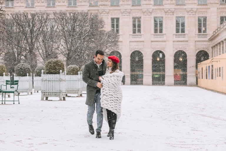 snowy paris photo shooting
